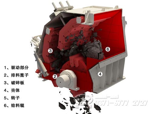 重錘式破碎機內(nèi)部結(jié)構(gòu)圖